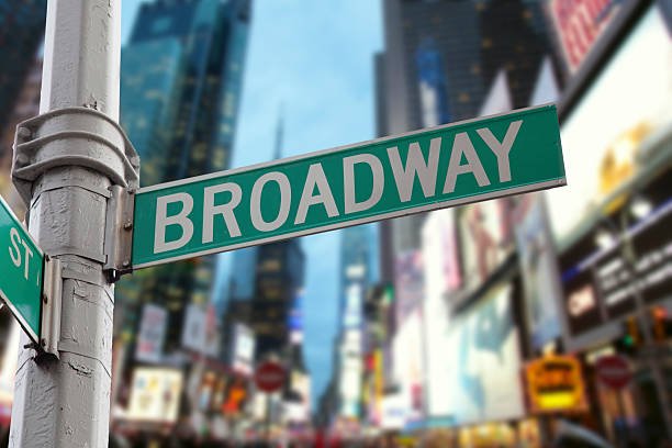 Close up Broadway Sign on sidewalk of Manhattan, New York