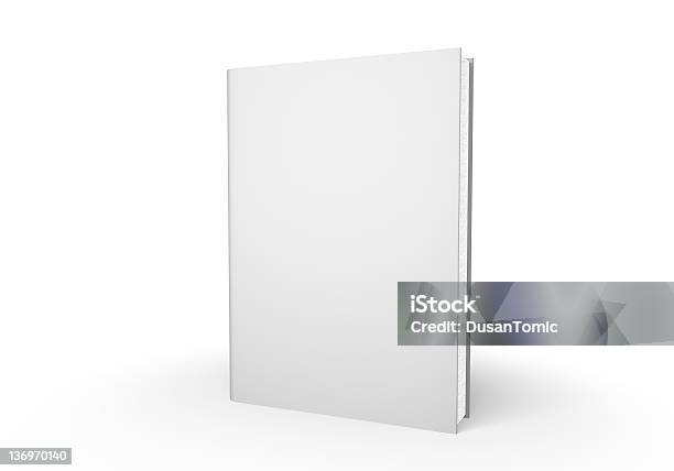 White Closed Book Standing On A White Table Stock Photo - Download Image Now - Blank, Book Cover, Empty