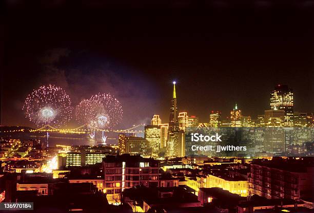 New Years Fireworks In San Francisco 2000 Stock Photo - Download Image Now - 2000, Millennium, New Year's Eve