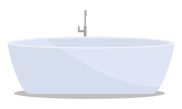 illustrations, cliparts, dessins animés et icônes de la baignoire est isolée sur fond blanc. une baignoire avec un mitigeur. - bathtub