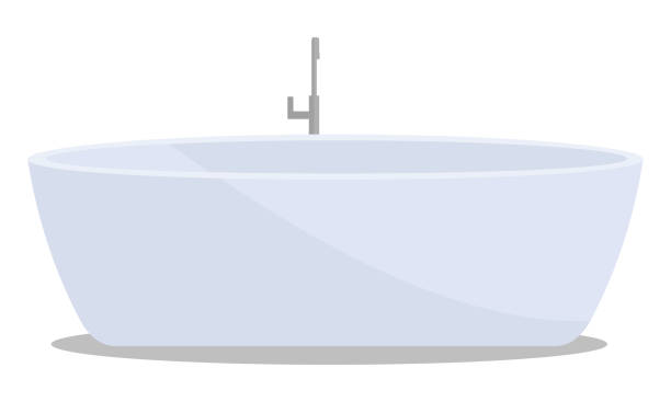 욕조는 흰색 배경에 고립되어 있습니다. 믹서 탭이 있는 욕조. - bathtub stock illustrations