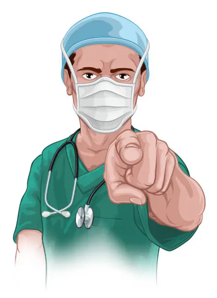 Vector illustration of Nurse Doctor Pointing Your Country Needs You