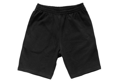 Black cotton boxer shorts isolated on white background