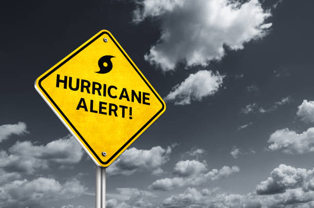 Hurricane alert information stock photo