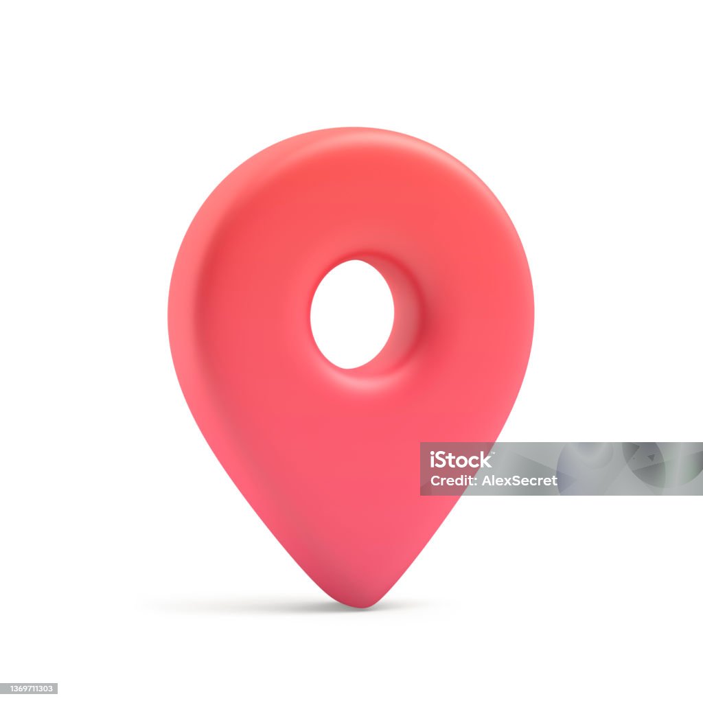 Red map pointer isolated on white 3D illustration Map Pin Icon Stock Photo