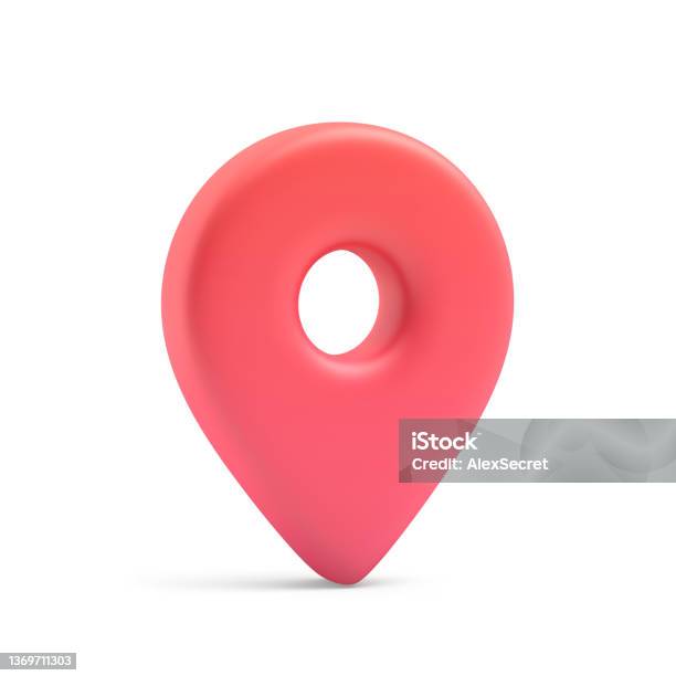Red Map Pointer Isolated On White Stock Photo - Download Image Now - Map Pin Icon, Three Dimensional, Direction