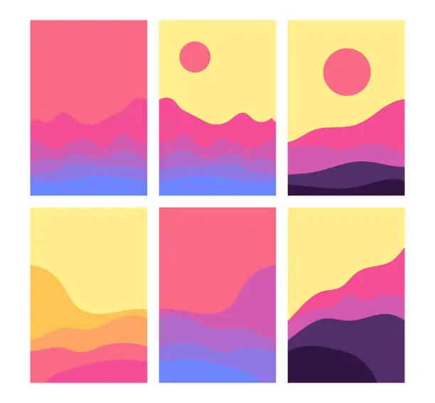 Vector illustration of Sunset and sunrise background illustration