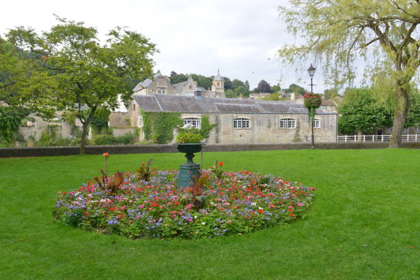 istock Garden flower bed and lawn 1369712486