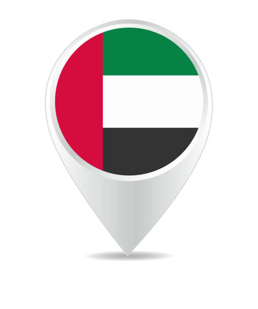 Location Icon for United Arab Emirates Location Icon for United Arab Emirates Flag, Vector united arab emirates flag map stock illustrations