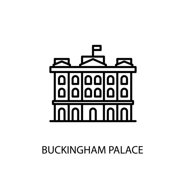 pałac buckingham, londyn, wielka brytania zarys ilustracja wektorowa. logotyp - buckingham palace stock illustrations