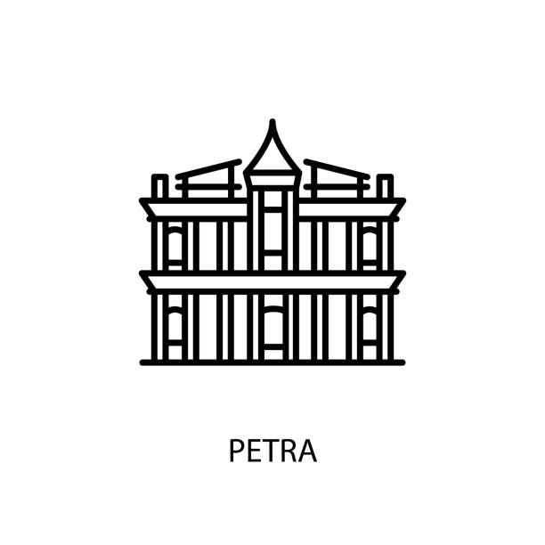 петра, джордан, контурная иллюстра�ция в векторе. логотип - petra stock illustrations