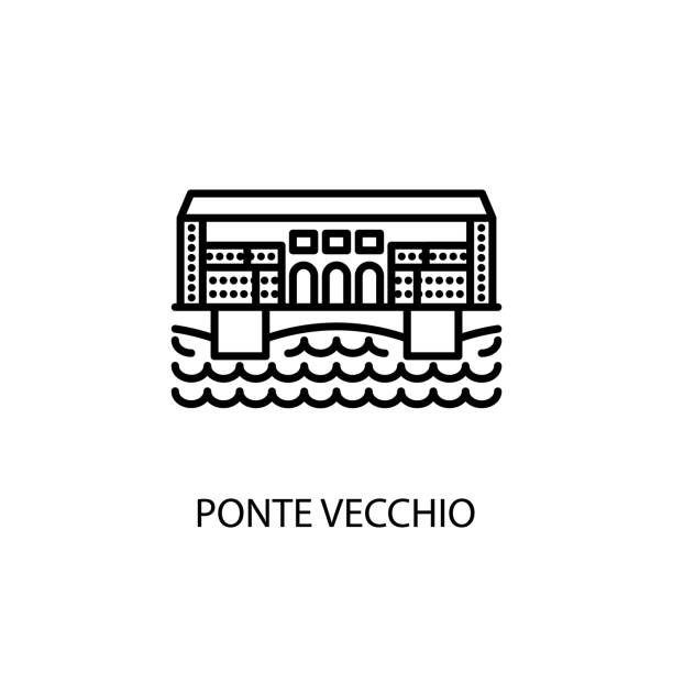 ponte vecchio, florencja, włochy zarys ilustracja wektorowa. logotyp - ponte vecchio stock illustrations