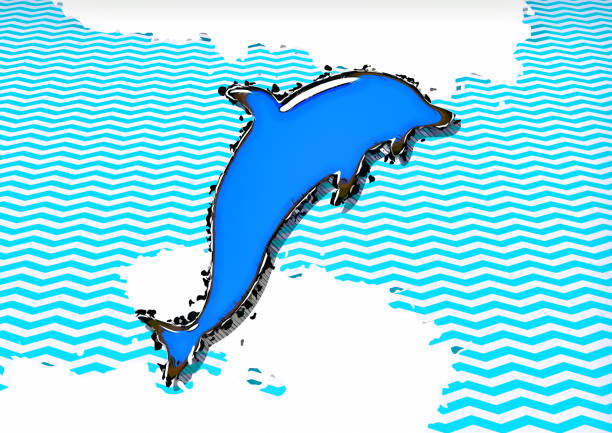 Illustration of a dolphin jumping with a splash
