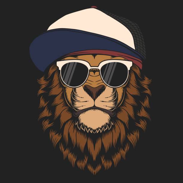 okulary lion cool hat ilustracja wektorowa - pack animal stock illustrations