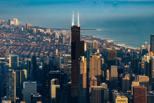 Aerial View of Downtown Chicago and the Surrounding Areas