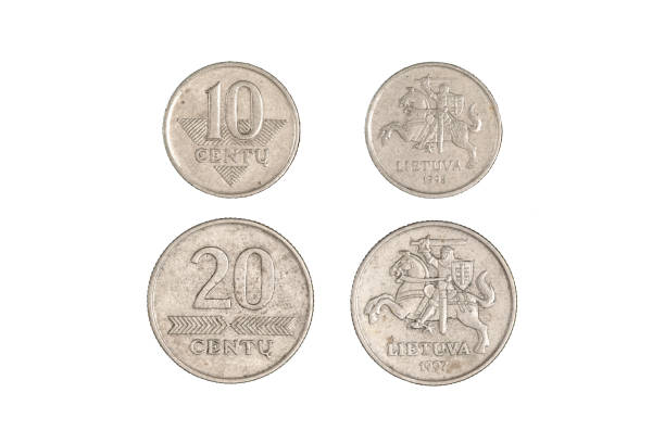 istock Coin Lithuania lit on the black background.Centu Lietuva 1369726689