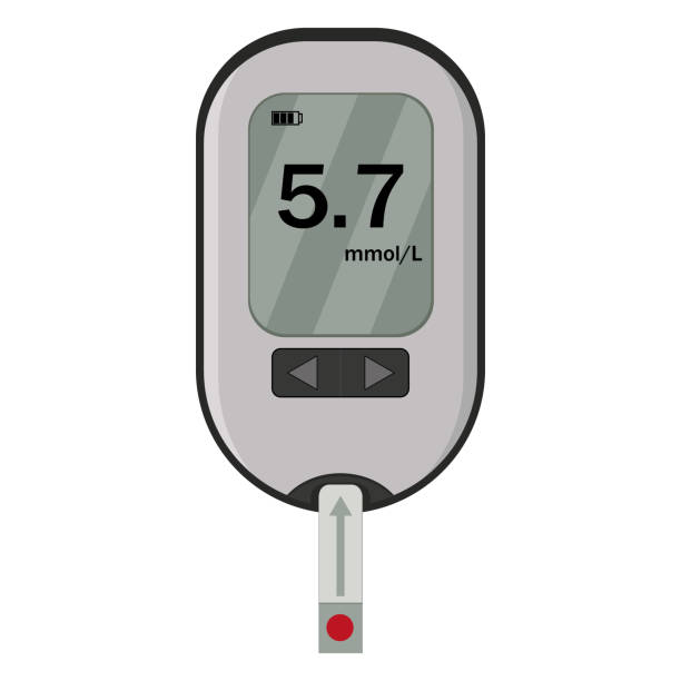 포도당 계측기, 혈당 측정 장치, 컬러 벡터 절연 일러스트레이션 - diabetes high up blood sugar test glucose stock illustrations