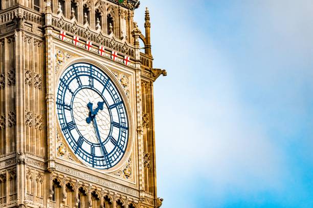 Big Ben Clock Tower in London, UK, on a bright day Big Ben Clock Tower in London, UK, on a bright day westminster bridge stock pictures, royalty-free photos & images