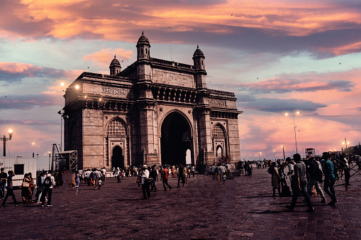 Mumbai city scape in colourful sky
