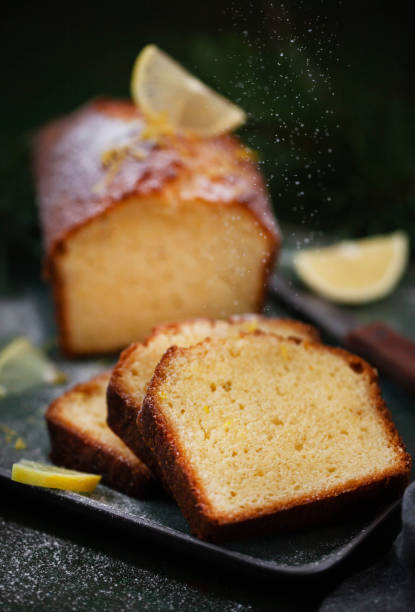 istock Delicious homemade lemon loaf (pound) cake, close up 1369736283