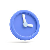istock Blue round clock on white background 1369738799