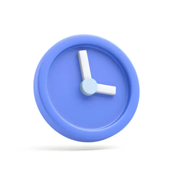 Photo of Blue round clock on white background
