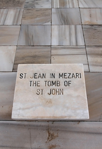 Izmir, Turkey-March 14, 2015: St. Jean's tombstone in St. Jean's Church Ruins in Selcuk.