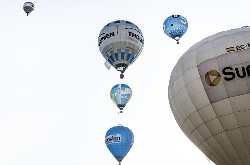Igualada, Barcelona, July 10, 2021. 25rd European Balloon Festival. Concentration of aerostatic balloons