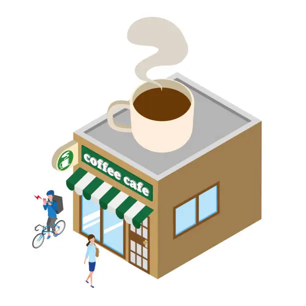Vector illustration of Isometric illustration of coffee cafe