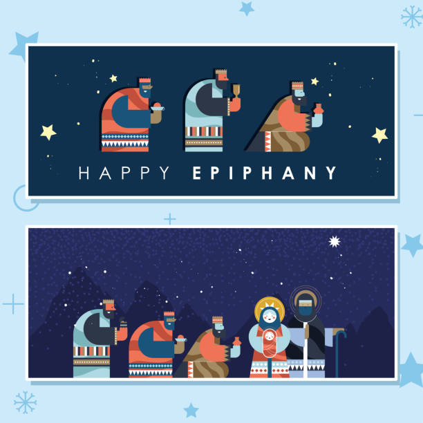 행복한 에피파니 카드 - getty stock illustrations