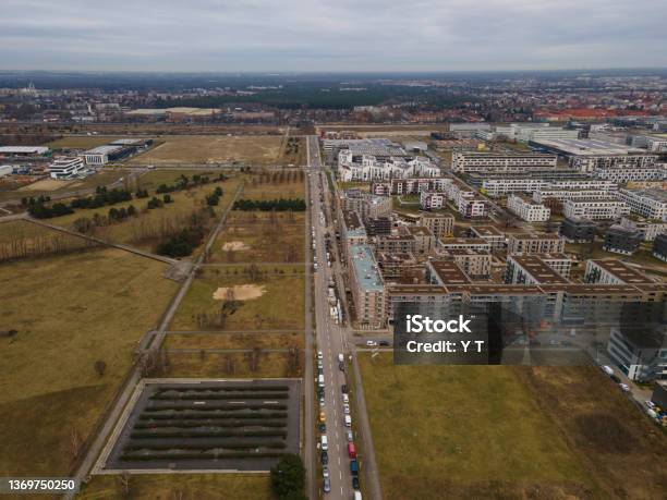 Developing Area Of Berlin Adlershof Stock Photo - Download Image Now - Aerial View, Architecture, Berlin