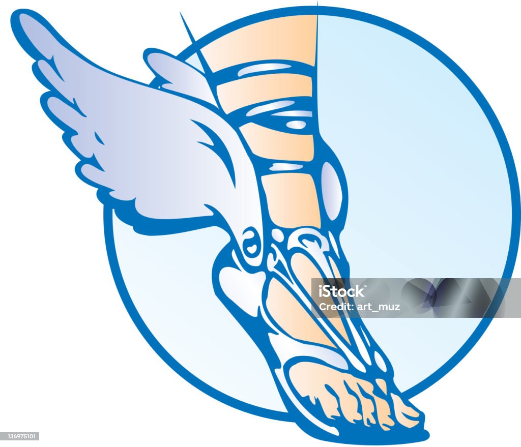 foot winged sandals Adult stock vector