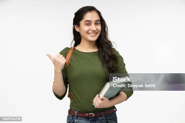 University Student In White Background Stock Photo Stock Photo - Download Image Now