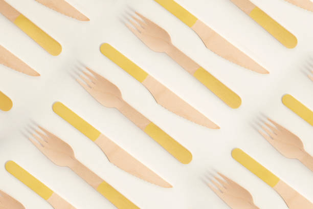 istock Recycle cutlery, ecology fork and knife isolated white background. 1369754440
