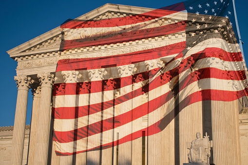 Court Packing - Supreme Court and American flag