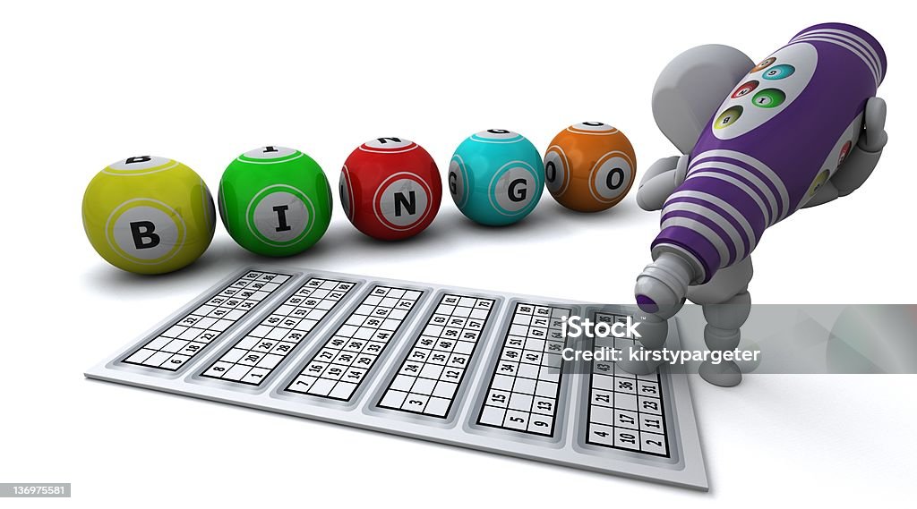 man playing bingo 3D Render of a man playing bingo Bingo Stock Photo