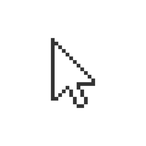 illustrations, cliparts, dessins animés et icônes de pointeur du curseur fléché dans un style de pixel plat. icône web. bouton pointer. vecteur isolé - pixelated cursor computer mouse backgrounds