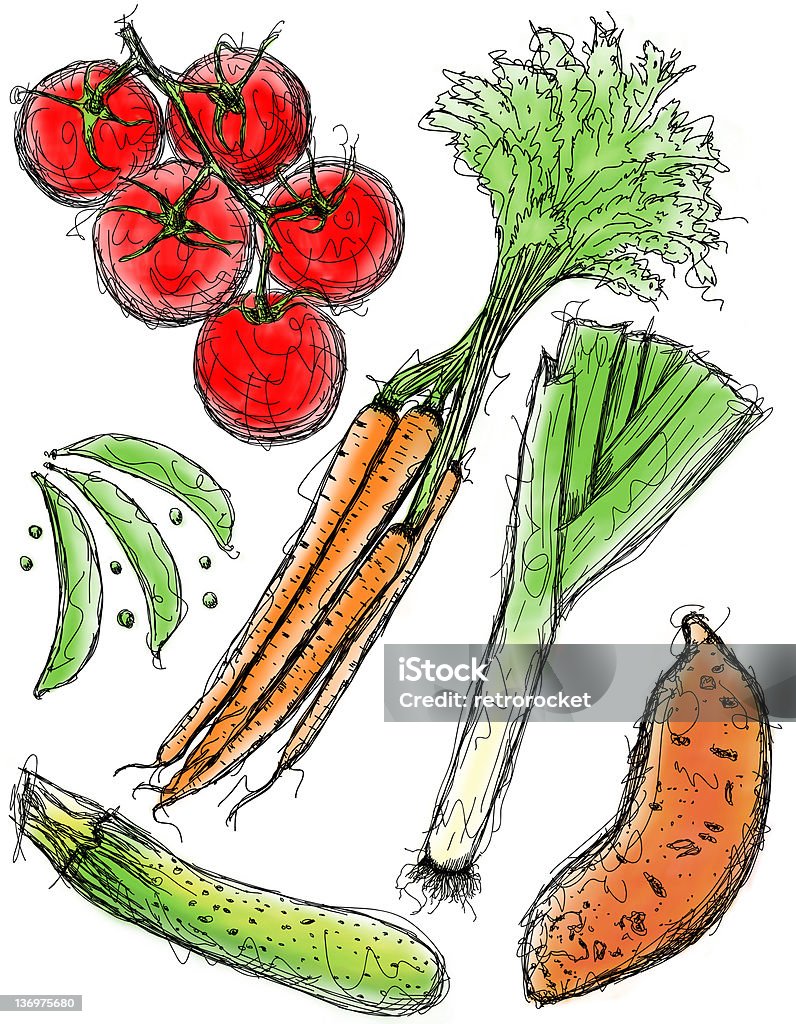 Schizzi di verdure - Illustrazione stock royalty-free di Alimentazione sana