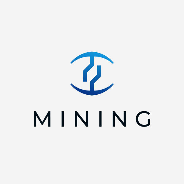 illustrazioni stock, clip art, cartoni animati e icone di tendenza di semplice concetto di logo di mining di criptovalute moderne e di lusso - token gold coin treasure