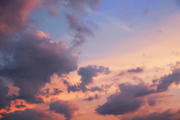istock Beautiful sunset sky with colorful evening clouds. 1369759065