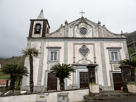 La fachada de la Iglesia de Nossa Senhora dos Remédios, Lajes das Flores, Isla de Flores. photo