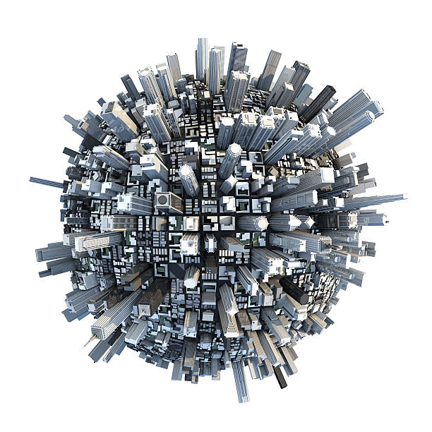 istock isolated miniature chaotic urban planet 136976393