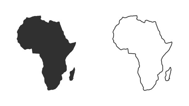 силуэты континентов африки. шаблон карты континентов. векторная иллюстрация - africa map silhouette vector stock illustrations