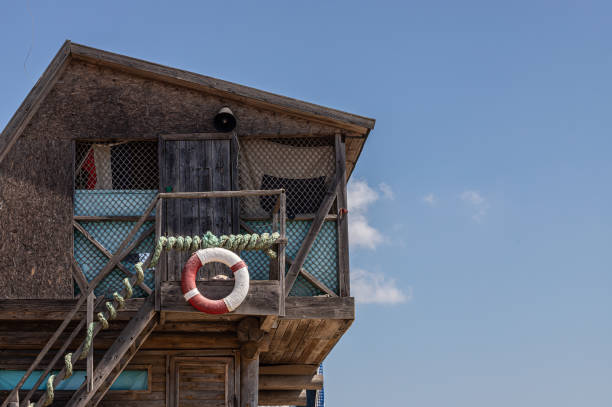 view of lifeguard float on beach house.