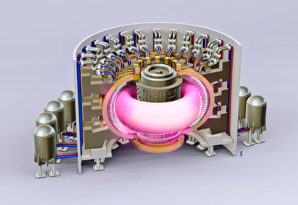 JET nuclear fusion reactor, energy produced thanks to the fusion of atoms, the process that powers the Sun JET nuclear fusion reactor, energy produced thanks to the fusion of atoms, the process that powers the Sun. ITER the first experimental reactor that involves the production of plasma. 3d section. 3d rendering number magnet stock pictures, royalty-free photos & images