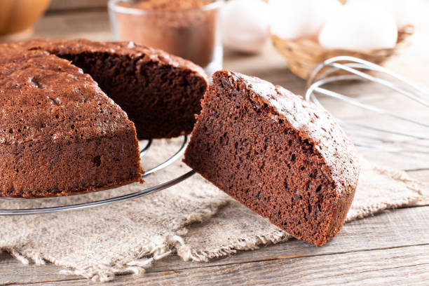 istock Clasic chocolate sponge cake Pan di Spagna selective focus. 1369765439