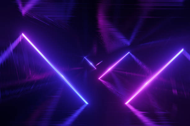 istock Cyber punk glow banner, 3d render illustration dark background, futuristic Sci-Fi abstract blue and purple neon light, glowing line, violet neon laser light, tunnel, corridor, virtual reality scene 1369765839