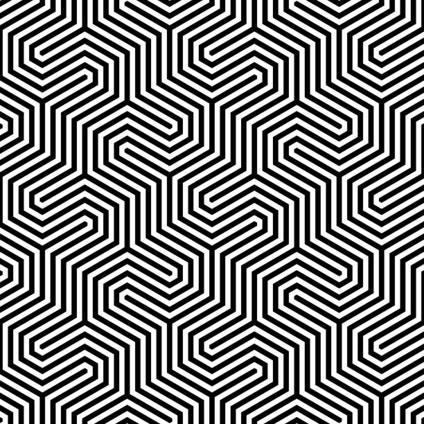 Hexagonal labyrinth pattern vector art illustration