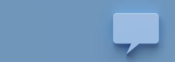 istock Talk square retangle ballon over a pastel blue background. Space for a icon over a blue tray. 1369770131