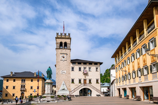 In Piazza Tiziano overlooks the historical building seat of the Cadore Archaeological Museum - Marc; in front of it stands the nineteenth-century bronze sculpture to Tiziano Vecellio, known in English as Titian, the Renaissance painter born in Pieve di Cadore.